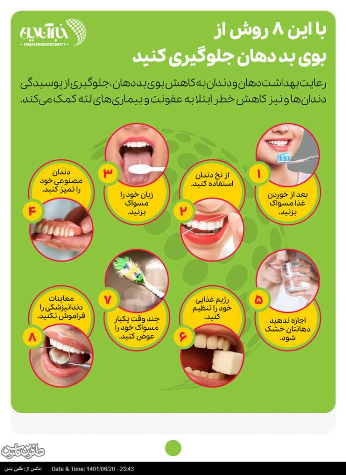 ۸ روش ساده برای جلوگیری از بوی بد دهان