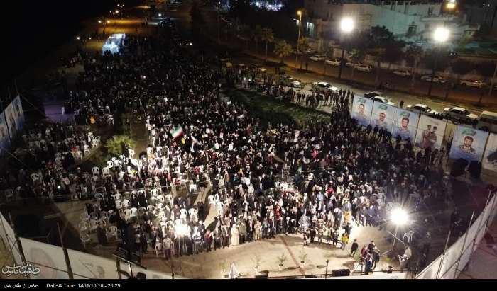 تصویر هوایی از اجتماع بزرگ  مردم بوشهر در یوم الله 9 دی