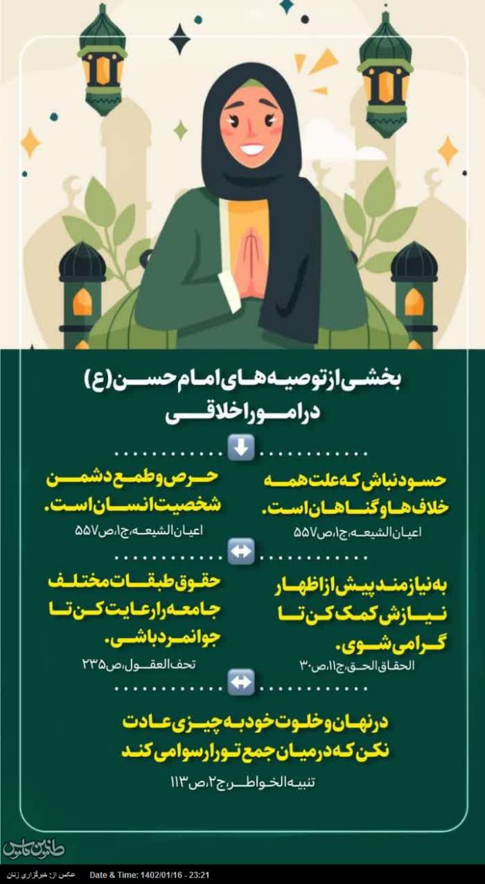 توصیه های امام حسن مجتبی در امور اخلاقی