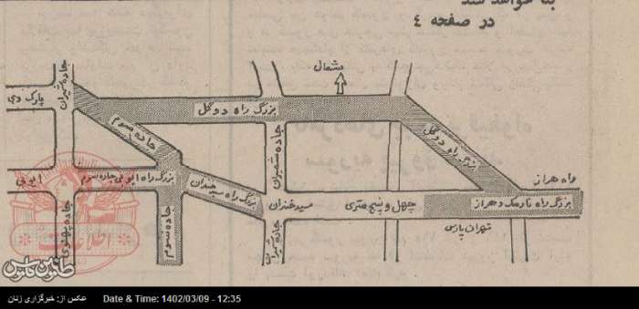 عکسی از نقشه احداث بزرگراه « دوگل » در تهران