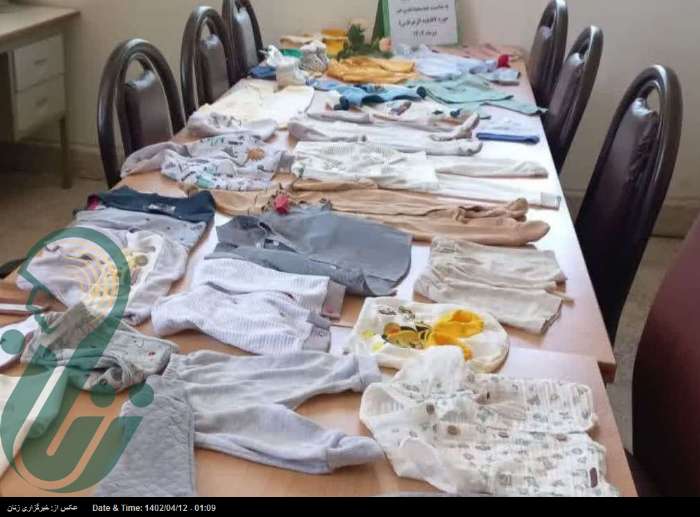نذر خدمت جهادگران نوشین شهر با اهدای لباس به نوزادان تازه متولد شده