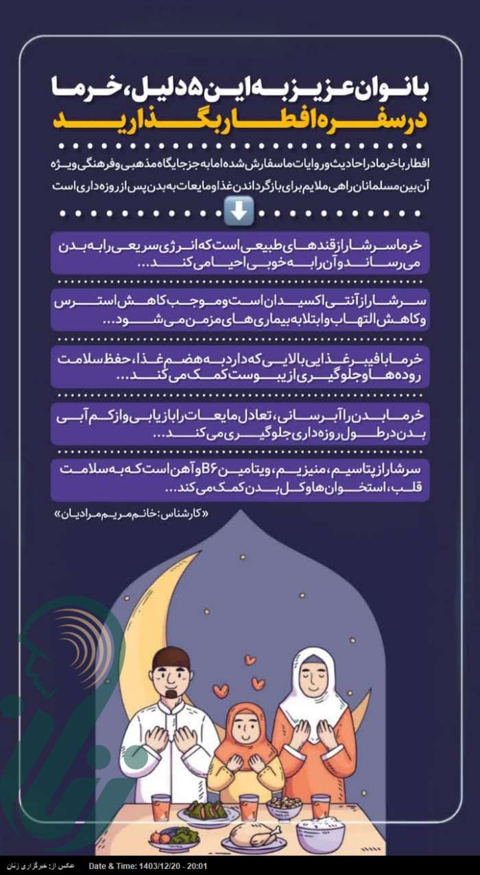 عکس نوشت | 5 دلیلی که خرما باید سر سفره افطار گذاشت