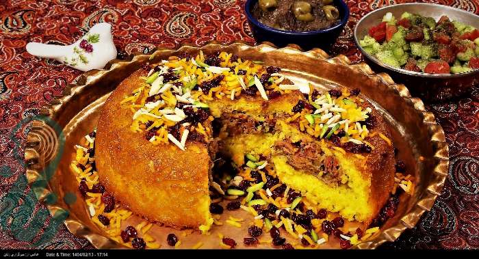 طرز تهیه ته‌چین گوشت و سبزیجات
