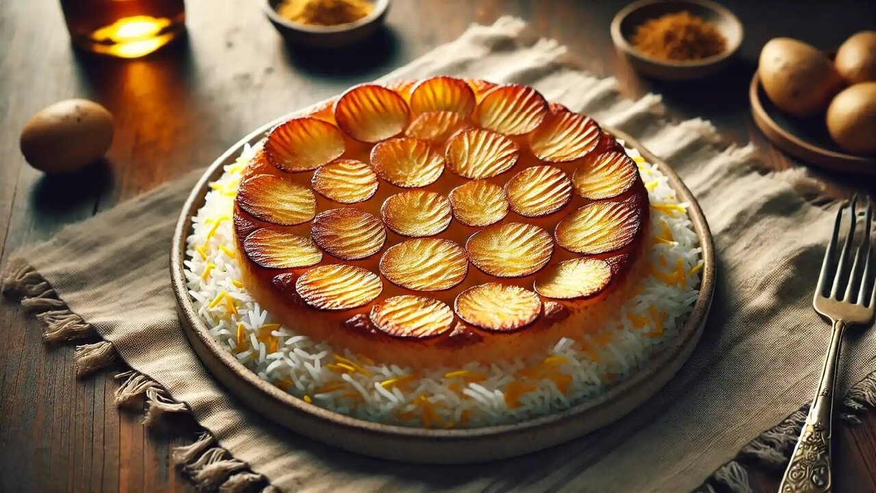 طرز تهیه ته‌دیگ سیب‌زمینی ترد و طلایی
