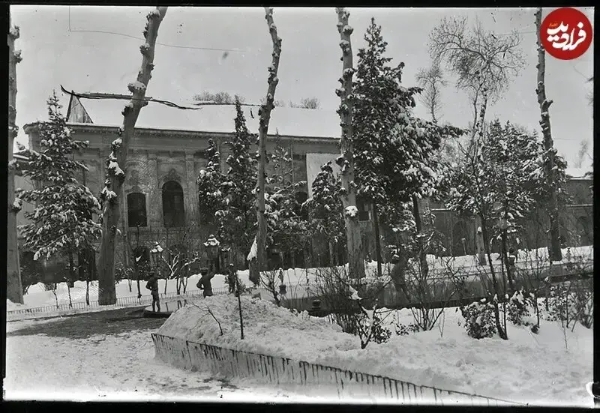 منظره برفی کاخ گلستان در زمان مظفرالدین‌شاه
